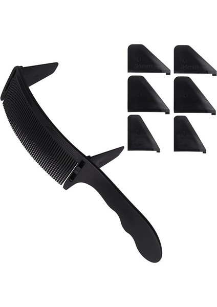Takım Berber Saç Kesme Tarağı Salon Kuaförlük Kesme Makinesi Kavisli Tarak Erkekler Için Saç Şekillendirici Aracı Siyah (Yurt Dışından)