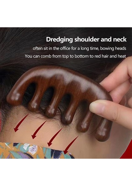 Baş Meridyen Masaj Tarağı Yeşil Sandal Ağacı Beş Geniş Dişli Anti-Statik Tarak (Yurt Dışından) fiyatları