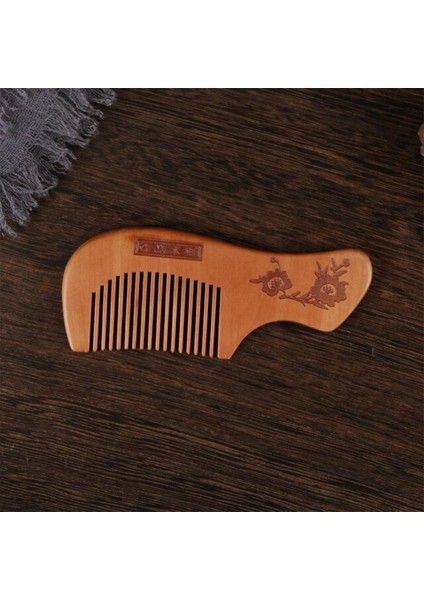 Baskılı Şeftali Ahşap Tarak Anti-Statik Oyma Ahşap Tarak Kadın Ince Dişler Dolaşık Açıcı Saç Fırçası Salon Saç Bakımı Kuaförlük Aracı (Yurt Dışından)