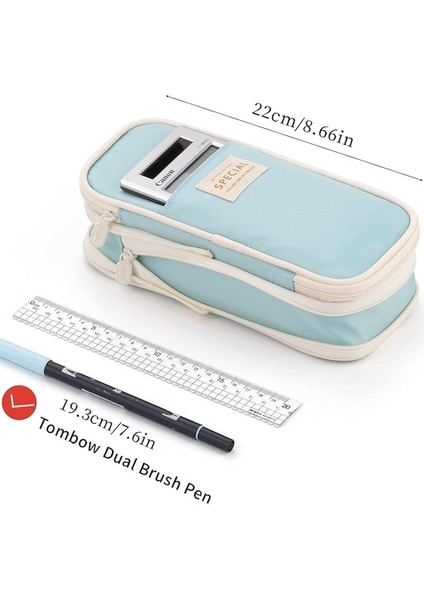 Büyük Kapasiteli Kalem Kutusu Büyük Kalem Kılıfı Kırtasiye Kalem Çantası-Açık Mavi (Yurt Dışından) fiyatları
