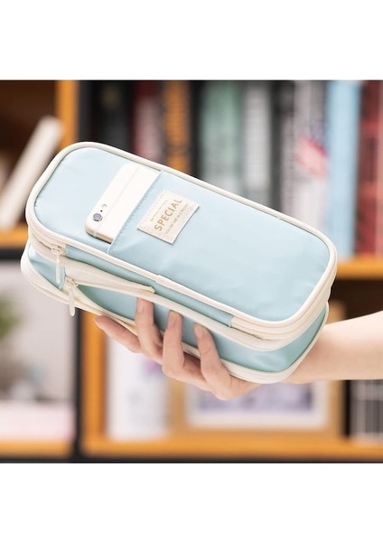 Büyük Kapasiteli Kalem Kutusu Büyük Kalem Kılıfı Kırtasiye Kalem Çantası-Açık Mavi (Yurt Dışından) modelleri