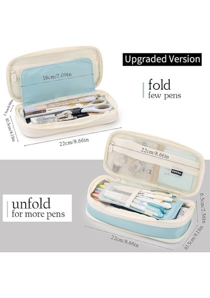 Büyük Kapasiteli Kalem Kutusu Büyük Kalem Kılıfı Kırtasiye Kalem Çantası-Açık Mavi (Yurt Dışından) fırsatları