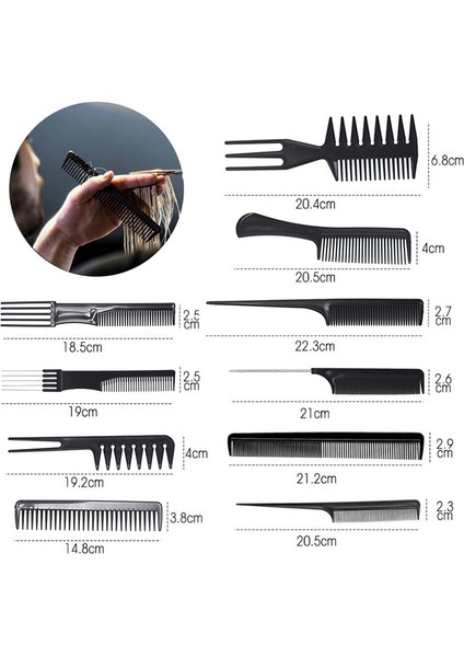 10 Adet Saç Şekillendirici Siyah Tarak Seti Profesyonel Salon Anti-Statik Berber Taraklar (Yurt Dışından) indirimleri