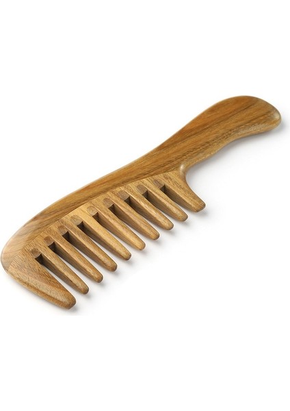 Geniş Diş Doğal Sandal Ağacı Saç Tarağı - Kalın Kıvırcık Dalgalı Saçlar Için Pürüzsüz Saplı Statik Ahşap Dolaşık Açıcı Tarak (Yurt Dışından) fırsatları