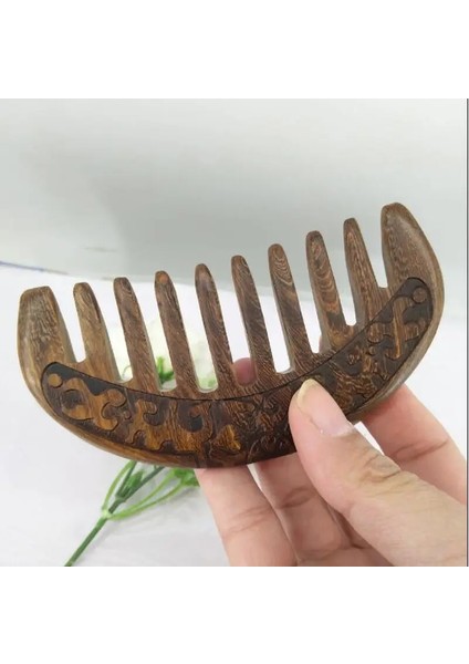 1 Adet Siyah Sandal Ağacı Tarak Süper Geniş Diş Düz ve Kıvırcık Saç Masajı Ahşap Tarak Cep Sakal Tarağı (Yurt Dışından)