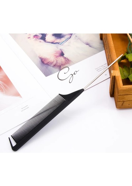 1 Adet Anti-Statik Siyah Tarak Metal Ince Dişli Saç Fırçası Kızlar Kadınlar Için Masaj Tarak Salon Kuaförlük Şekillendirici Aracı Saç Araba (Yurt Dışından)