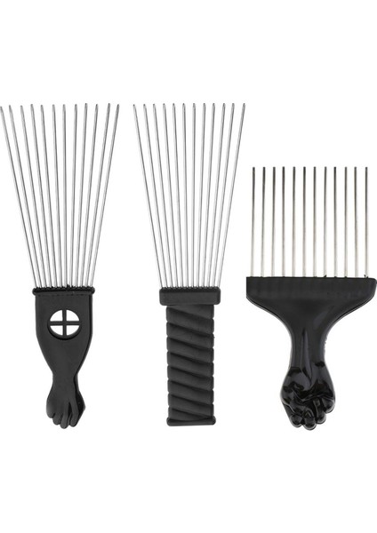 Pro Metal Afro Fırça Geniş Diş Saç Tarak Hacim Veren Saç Şekillendirici Anti-Statik Tarak Fırça Dolaşık Açıcı Tarak Siyah Yumruk (Yurt Dışından)