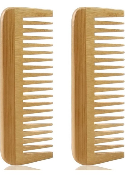 2x Kalın Katı Ahşap Tarak Geniş Diş Tarak Taşınabilir Şekillendirici Masaj Anti-Statik Saç Tarak Kulpsuz Kuaförlük Tarak (Yurt Dışından)