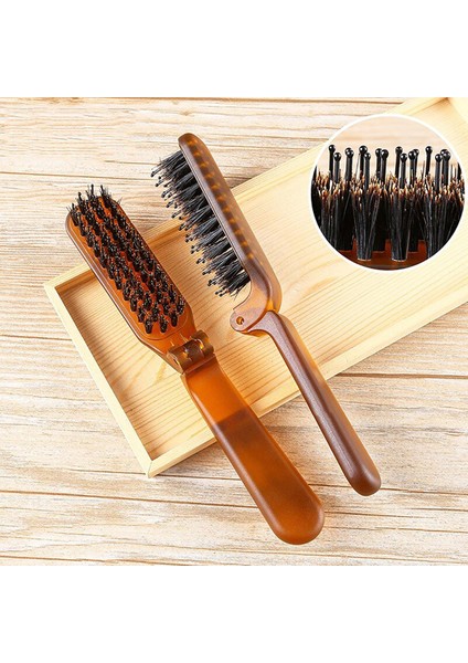 Amber Katlanır Tarak Domuzu Kıl Saç Fırçası Taşınabilir Şekillendirici Aracı Salon Seyahat (Yurt Dışından)