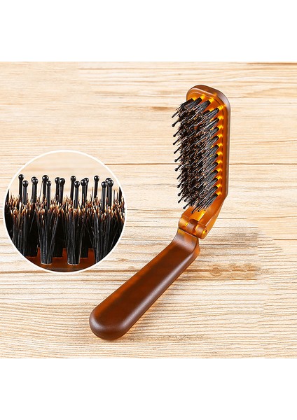 Amber Katlanır Tarak Domuzu Kıl Saç Fırçası Taşınabilir Şekillendirici Aracı Salon Seyahat (Yurt Dışından)