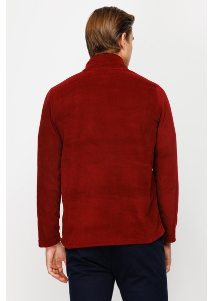Erkek Bordo Standart Yarım Fermuar Polar