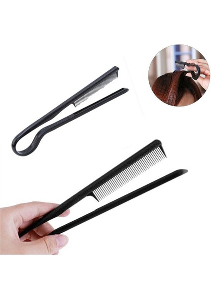 Siyah V Saç Tarak Katlanır Yıkanabilir Anti-Statik Kuaförlük Saç Düzleştirici Iyonik Tarak Berber Kuaför Dıy Şekillendirici Araçları (Yurt Dışından)