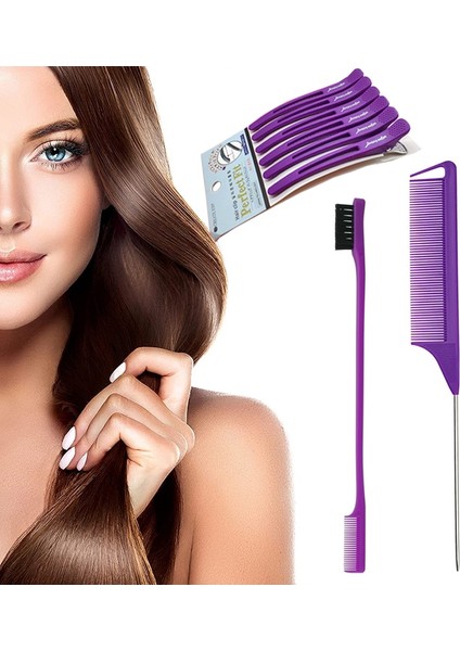 Profesyonel Kuaförlük Tarak Seti Kenar Kontrol Fırçası Sabit Saç Tokası Metal Sıçan Kuyruğu Örgü Taraklar Şekillendirici Aracı (Yurt Dışından)