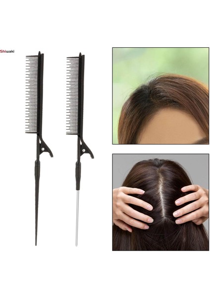 Alay Tarağı Profesyonel Tarak Vurgulama Tarak Saç Kesimi Için Klipsli Akşam Siyah (Yurt Dışından)