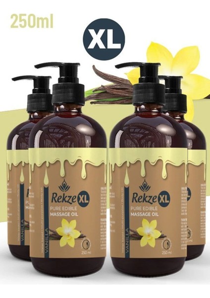 "rekze Masaj Yagıı Vanilyalı Aromalı Rahatlatıcı Yenilir 4 Paket - Her Bir Şişe 250 Ml"