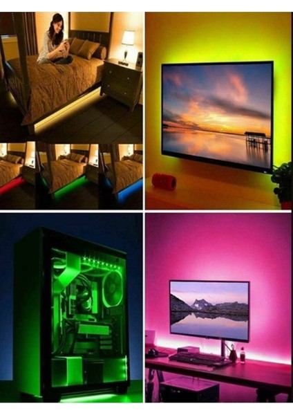 16 Renk Kumandalı Tv Arkası Ambiyans Ledi Rgb USB LED Şerit Aydınlatma 4 Metre fırsatları