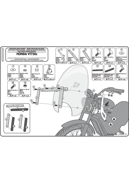 AS122A2 HONDA VT 750 S (10-15) Rüzgar Siperlik Baglantisi