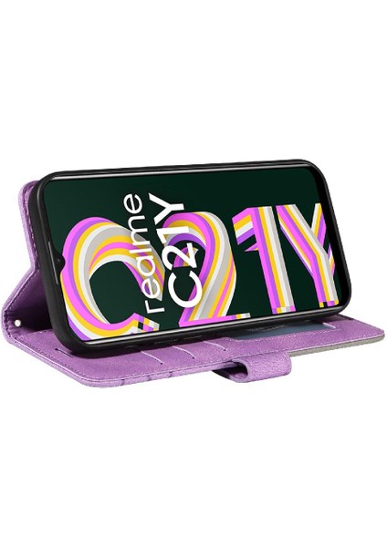 Kart ile Realme C21Y Kickstand Koruyucu Iki Renkli Dikiş Için Kılıf (Yurt Dışından) indirimleri