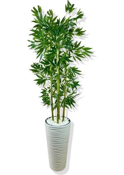 Yapay Bambu Ağacı 180 cm Yoğun Yapraklı Kumsal Saksı