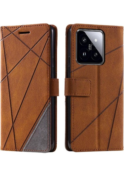 Xiaomi 14 Pu Deri Manyetik Kart Tutucu Için Kickstand Cüzdan Flip (Yurt Dışından)