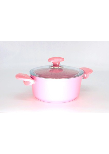 3110 - 2 Parça - Bio Granit - 20X10 cm 2,6 Litre - Ptfe ve Pfoa Içermeyen Derin Tencere Pembe Renk
