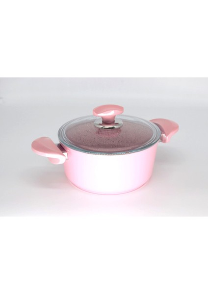 3110 - 2 Parça - Bio Granit - 20X10 cm 2,6 Litre - Ptfe ve Pfoa Içermeyen Derin Tencere Pembe Renk