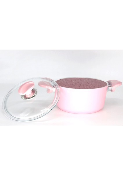 3110 - 2 Parça - Bio Granit - 20X10 cm 2,6 Litre - Ptfe ve Pfoa Içermeyen Derin Tencere Pembe Renk