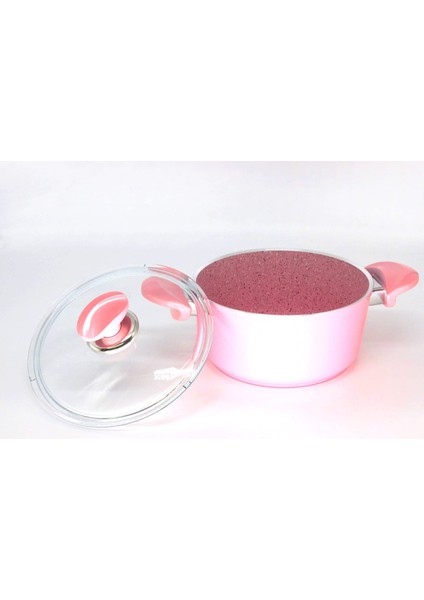 3110 - 2 Parça - Bio Granit - 20X10 cm 2,6 Litre - Ptfe ve Pfoa Içermeyen Derin Tencere Pembe Renk