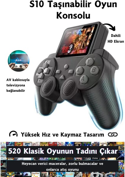 Taşınabilir 520 Oyunlu Kablosuz Oyun Konsolu Atari Oyun Konsolu Karne Hediyesi Game Stick Retro Konsol