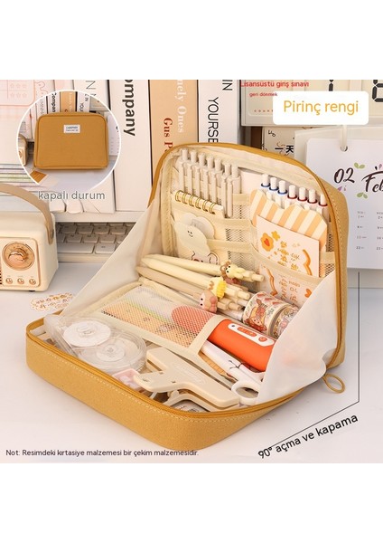 Büyük Kapasiteli Kalem Çantası Öğrenci Kırtasiye Çantası Taşınabilir Kalem Kutusu Çalışma Malzemeleri Saklama Çantası Kanvas Çanta (Yurt Dışından) modelleri