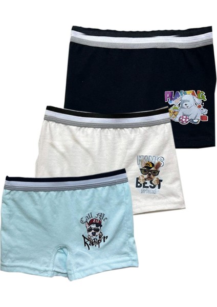 Belifanti Collection Erkek Çocuk Pamuklu 3'lı Gri Atlet 3'lı Karışık Renk Boxer 6 Parça Set