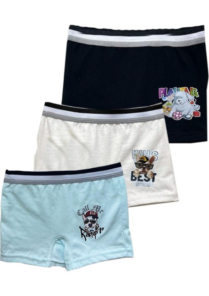 Erkek Çocuk Pamuklu 6'lı Beyaz Atlet 6'lı Karışık Renk Boxer 12 Parça Set modelleri