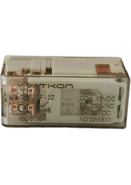 VT-115F-2Z-12VDC / Vatkon 12V, 8A Çift Kontak (8 Pinli) Röle fiyatları