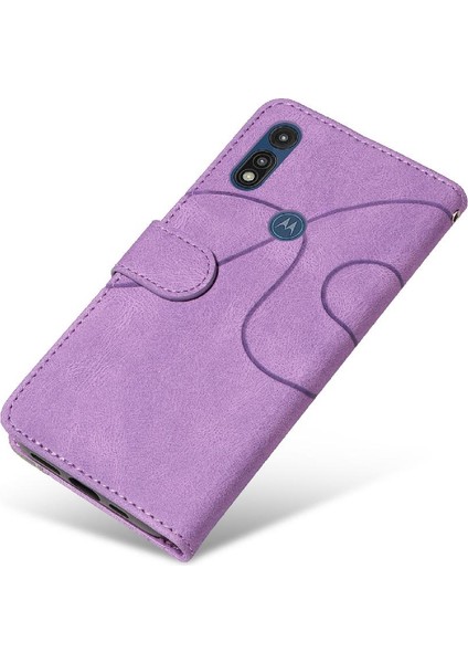 Motorola Moto E 2020 Kart Yuvası Standı Pu ile Iki Renkli Dikiş (Yurt Dışından)