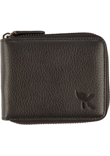 Hakiki Deri Erkek Cüzdan Yan Fermuarlı Siyah C258-01