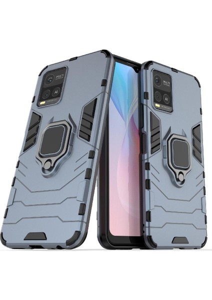 Vıvo Y21 360 &deg; Dönen Halka Darbeye Kickstand Askeri Telefon Kılıfı (Yurt Dışından)