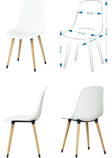 Eames Sandalye Avanos Ahşap Mdf Mutfak Masası Takımı - 70X120 cm