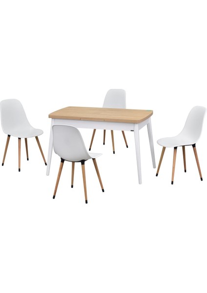 Eames Sandalye Avanos Ahşap Mdf Açılır Mutfak Masası Takımı - 70X120+30 cm