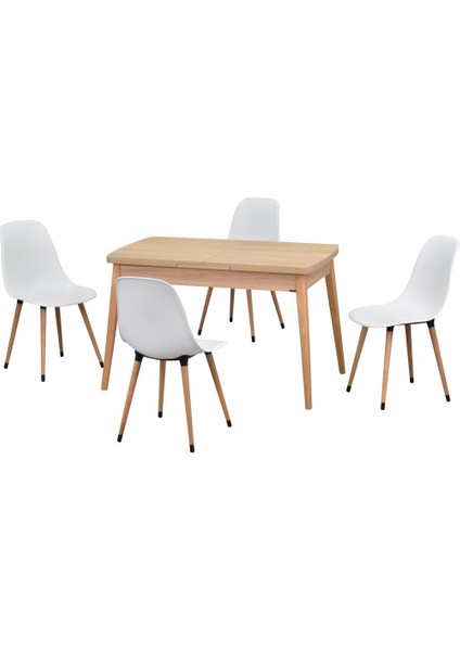 Eames Sandalye Avanos Ahşap Mdf Açılır Mutfak Masası Takımı - 70X120+30 cm