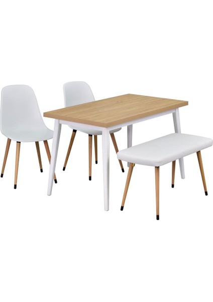 Eames Sandalye-Bank Avanos Ahşap Mdf Mutfak Masası Takımı - 70X120 cm