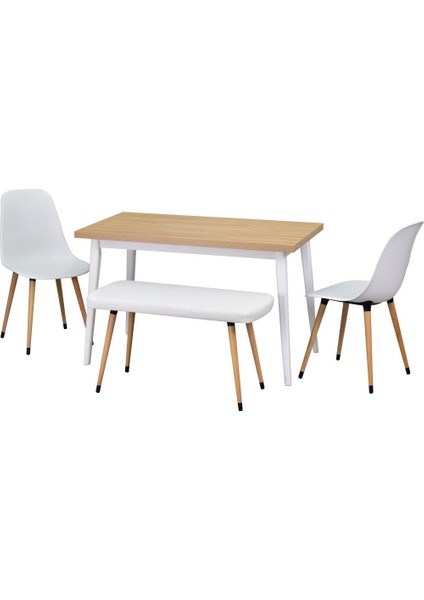 Eames Sandalye-Bank Avanos Ahşap Mdf Mutfak Masası Takımı - 70X120 cm