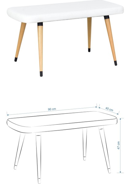 Eames Sandalye-Bank Avanos Ahşap Mdf Mutfak Masası Takımı - 70X120 cm