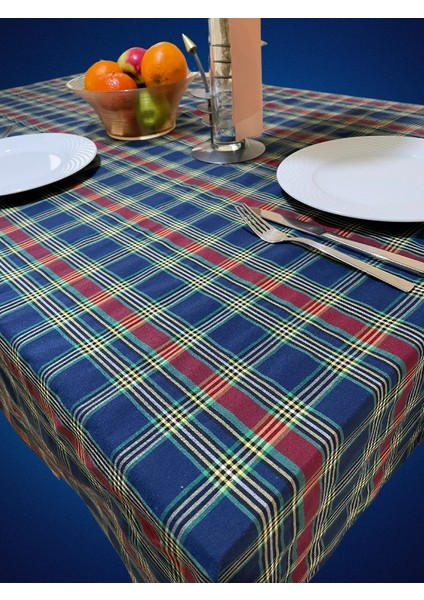 Masa Örtüsü Iskoç Tartan Modern ve Geleneksel. Lacivert (160X170 Cm)