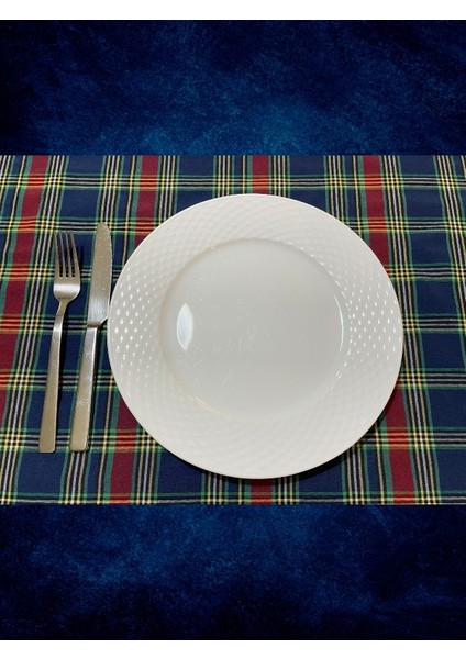 Masa Örtüsü Iskoç Tartan Modern ve Geleneksel. Lacivert (160X170 Cm)