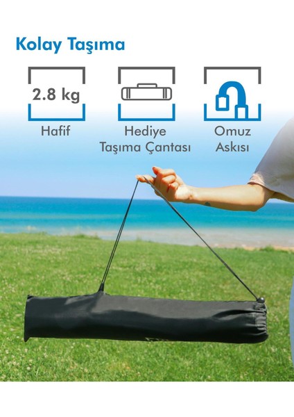 Tekno Trust Tekli Alüminyum Katlanabilir Kamp Sandalyesi, Piknik Sandalyesi, Taşıma Çantalı, Kumaş, Siyah Siyah