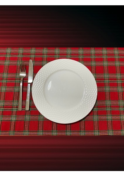 Masa Örtüsü Iskoç Tartan Modern ve Geleneksel. Kırmızı (160X170 Cm)