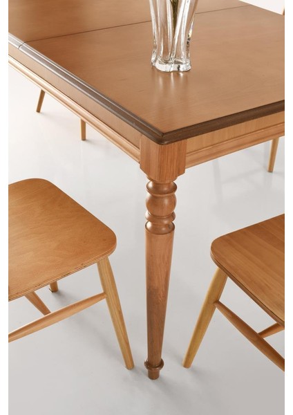Elegant Ada Ağaç Açılır Yemek Masa 6 Sandalye Takımı
