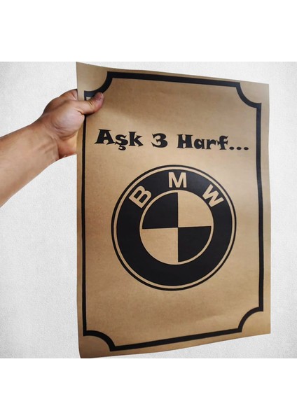 Kervancup Ambalaj - 35X50CM 130GR Kraft Kağıt Bmw Logo Baskılı Oto Paspas 100 Adet- OP3550KKTKBMW