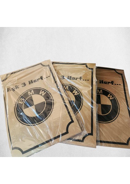 Kervancup Ambalaj - 35X50CM 130GR Kraft Kağıt Bmw Logo Baskılı Oto Paspas 100 Adet- OP3550KKTKBMW