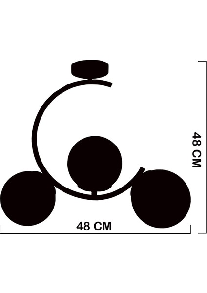 Modern Sesa Beyaz 3 Beyaz Lambalı Plafonyer Avize 35 - 50 E27 Metal 3 48 x 48 Beyaz